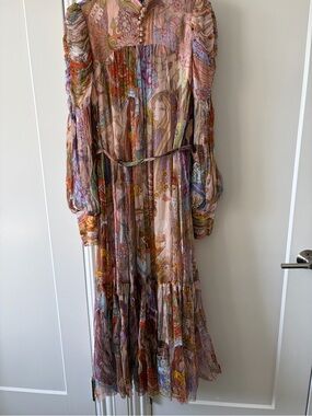 Zimmermann Pink Multi Paisley Long Sleeve Maxi Dress
